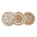 Set de Table Petit Déjeuner Rond en Jute et 3 Décors Blancs 12 Pcs - Cassiode