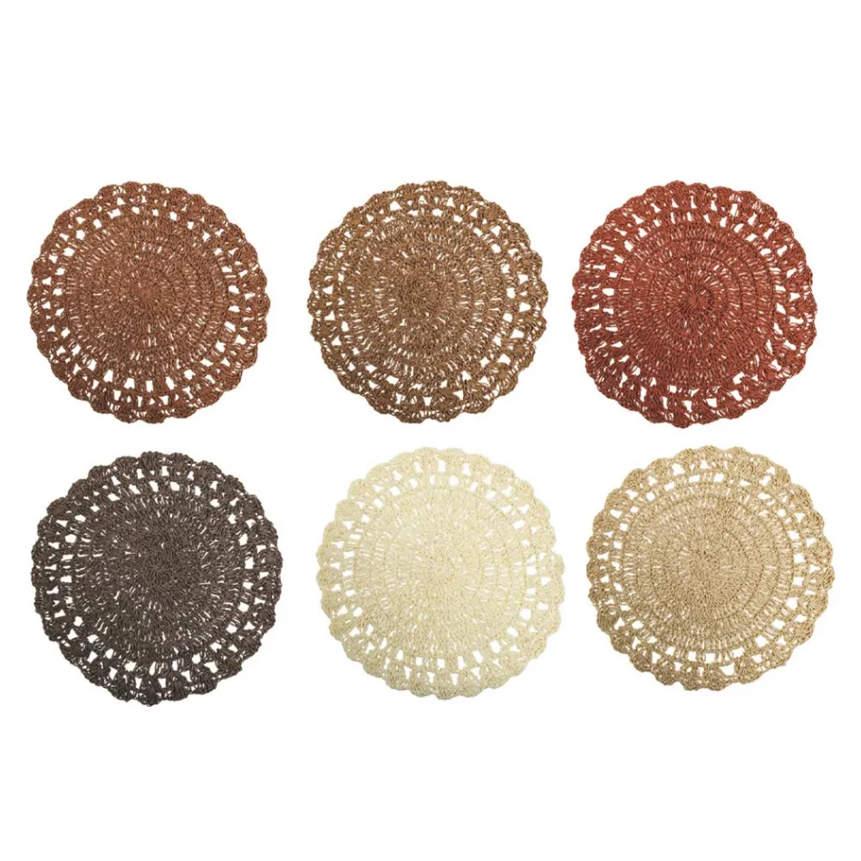 Napperon Rond Napperon Crochet Divers Couleurs 12 Pièces - Punzolo Viadurini