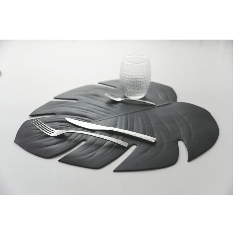 Napperons Petit Déjeuner Pvc Assortiment Feuilles Vertes ou Noires 12 Pcs - Esther Viadurini