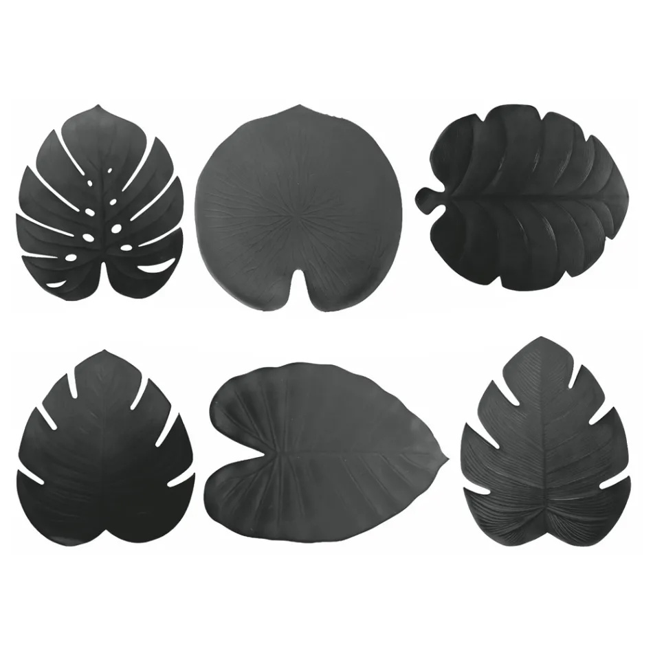 Napperons Petit Déjeuner Pvc Assortiment Feuilles Vertes ou Noires 12 Pcs - Esther Viadurini