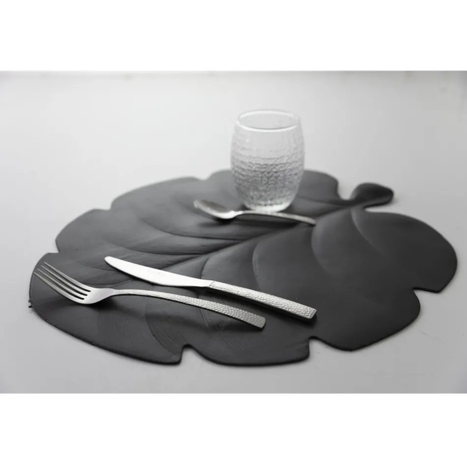 Napperons Petit Déjeuner Pvc Assortiment Feuilles Vertes ou Noires 12 Pcs - Esther Viadurini