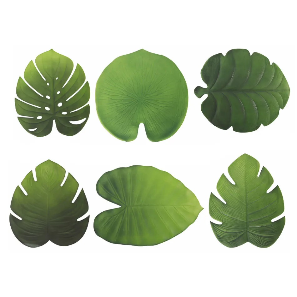 Napperons Petit Déjeuner Pvc Assortiment Feuilles Vertes ou Noires 12 Pcs - Esther Viadurini