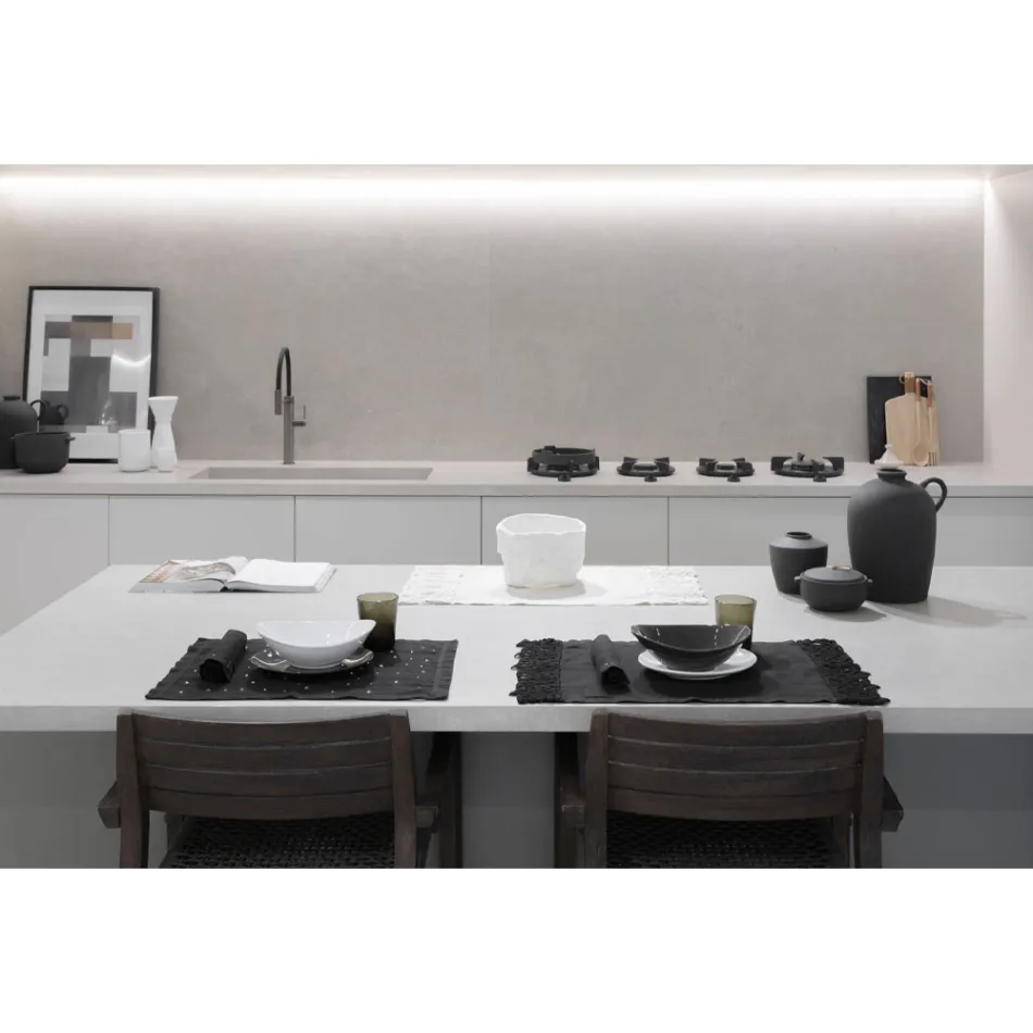 Serviettes en lin avec cristaux noirs ou beurre, 6 pièces Italian Luxury - Prezio Viadurini