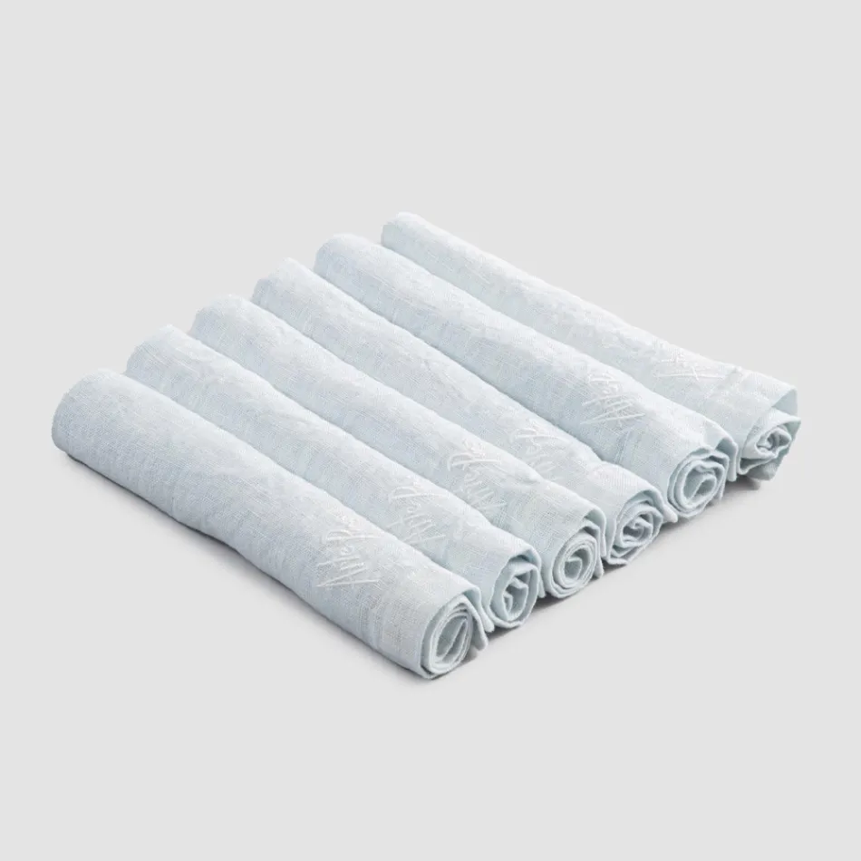 Serviettes en lin épais avec bord plié, différentes couleurs, 6 pièces - Onestini Viadurini