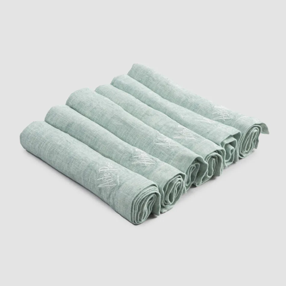 Serviettes en lin épais avec bord plié, différentes couleurs, 6 pièces - Onestini Viadurini