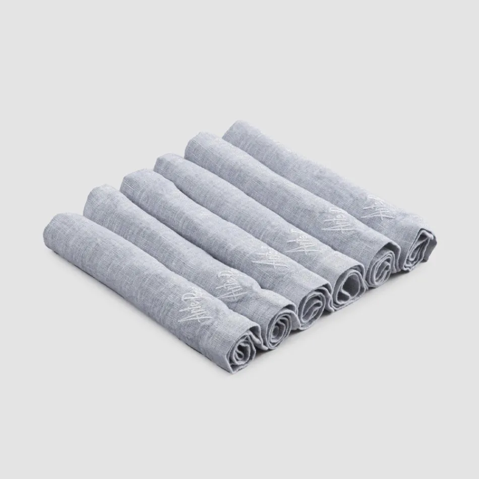 Serviettes en lin épais avec bord plié, différentes couleurs, 6 pièces - Onestini Viadurini