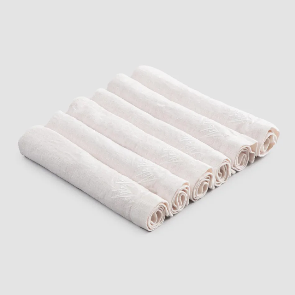 Serviettes en lin épais avec bord plié, différentes couleurs, 6 pièces - Onestini Viadurini