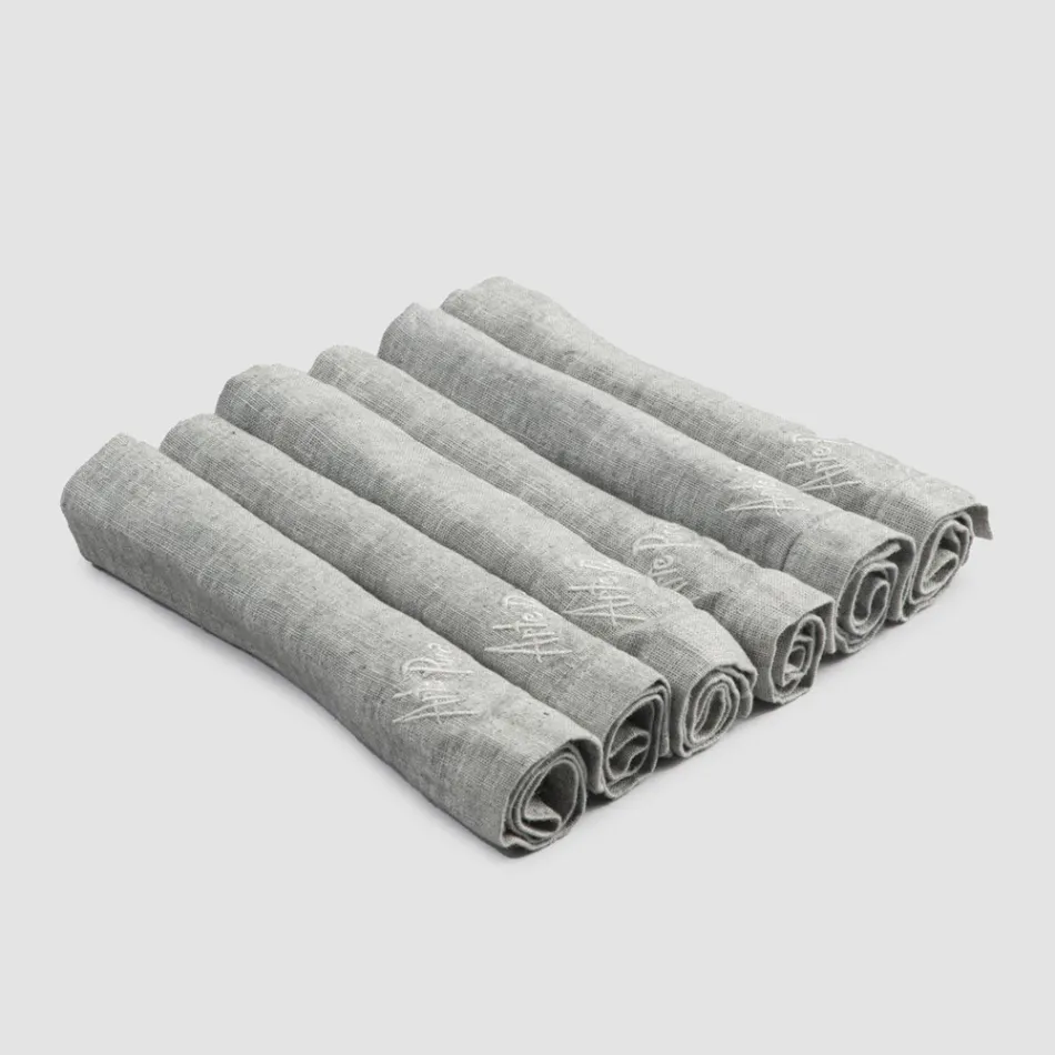 Serviettes en lin épais avec bord plié, différentes couleurs, 6 pièces - Onestini Viadurini