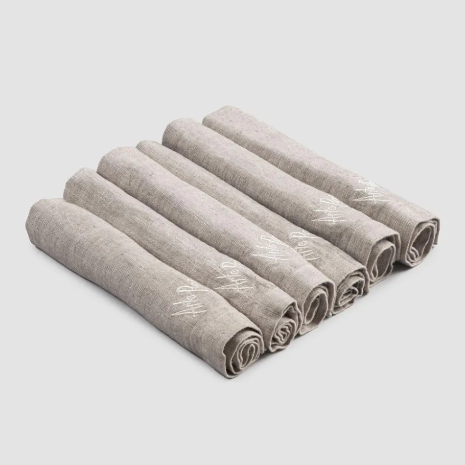 Serviettes en lin épais avec bord plié, différentes couleurs, 6 pièces - Onestini Viadurini