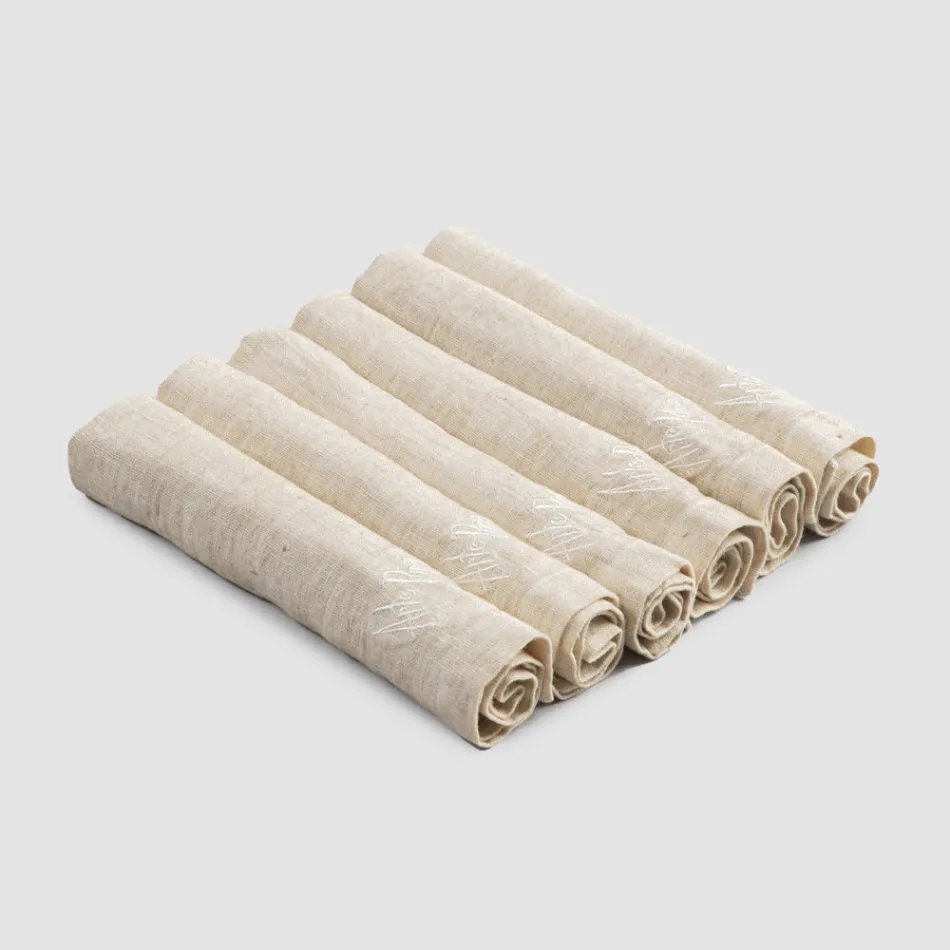 Serviettes en lin épais avec bord plié, différentes couleurs, 6 pièces - Onestini Viadurini