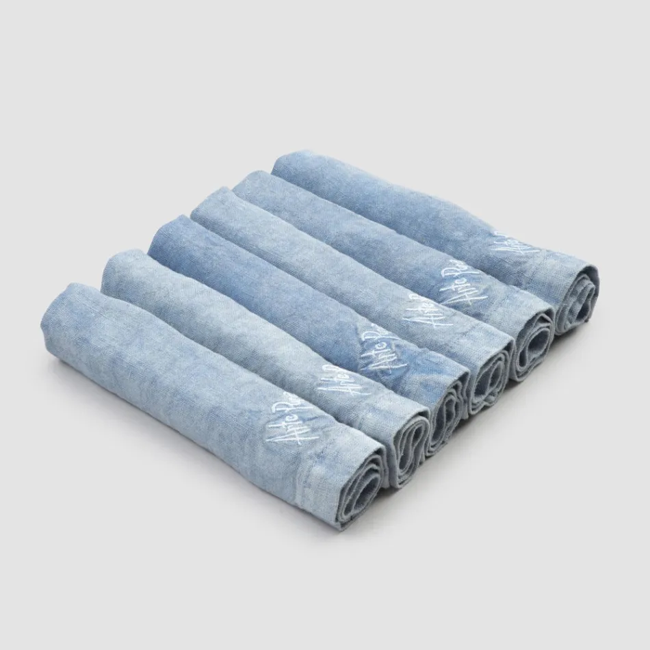 Serviettes en lin épais avec bord plié, différentes couleurs, 6 pièces - Onestini Viadurini