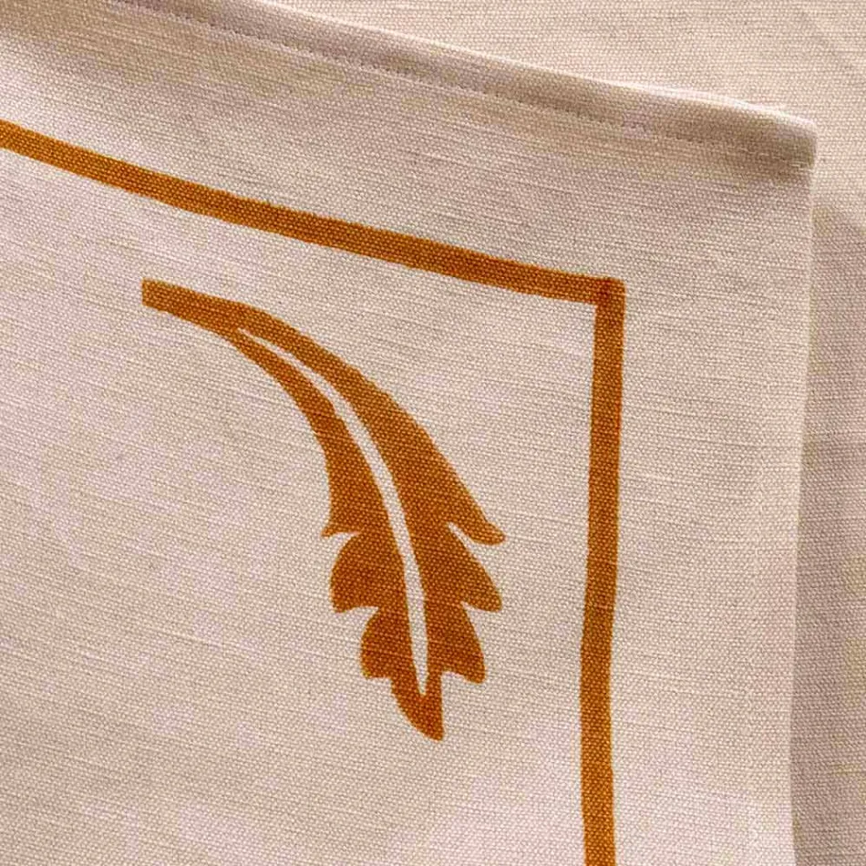 Serviette en lin mélangé avec pièce unique imprimée à la main Made in Italy - Marques Viadurini