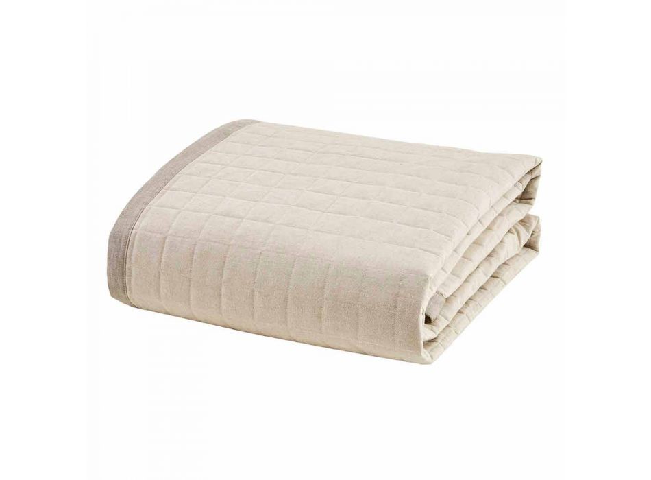 Quilt Quilt pour lit double de printemps en coton ivoire - Vitaleta Viadurini