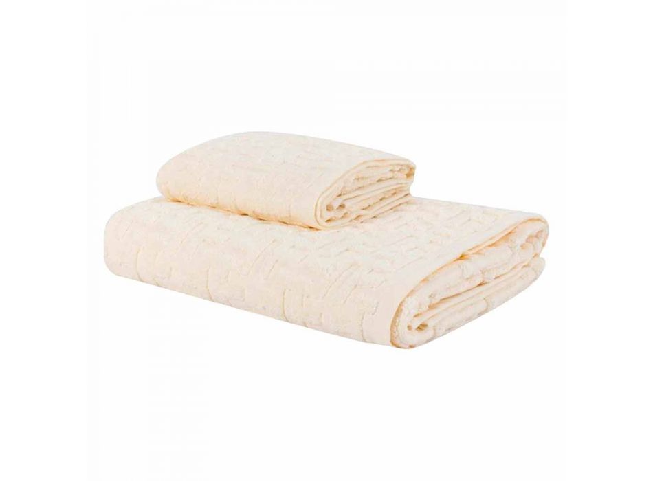 Trio de serviettes de bain en tissu éponge, visage et invité - Ginestra Viadurini
