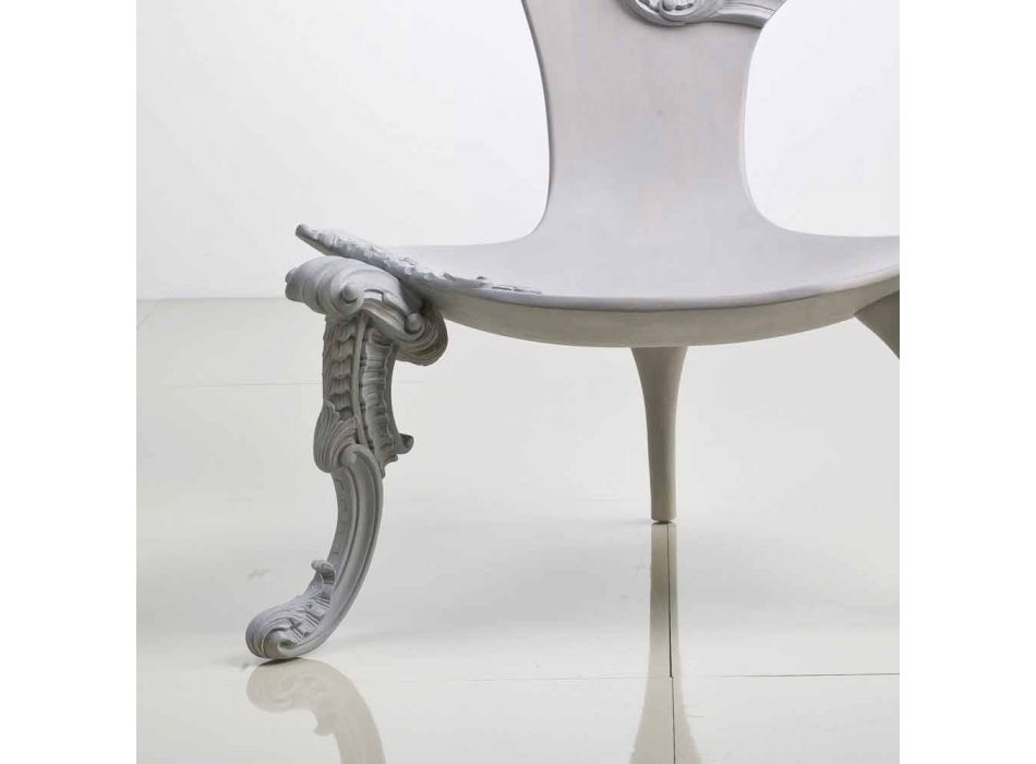 main Trône sculpté solide design gris chêne, Leon Viadurini