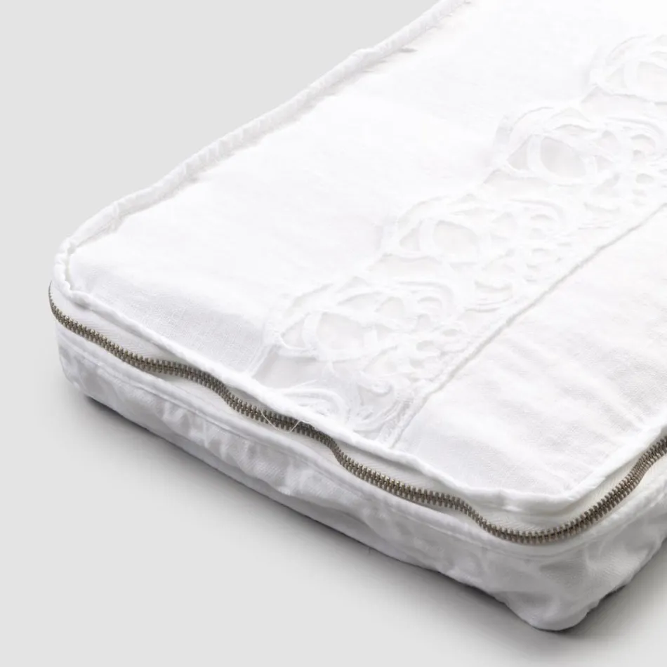 Grande trousse de voyage en lin avec dentelle Sinergia de luxe italienne - Randall Viadurini