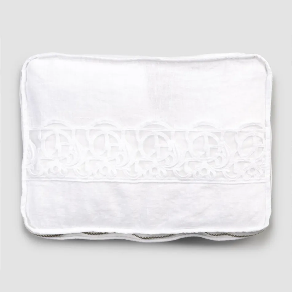 Grande trousse de voyage en lin avec dentelle Sinergia de luxe italienne - Randall Viadurini