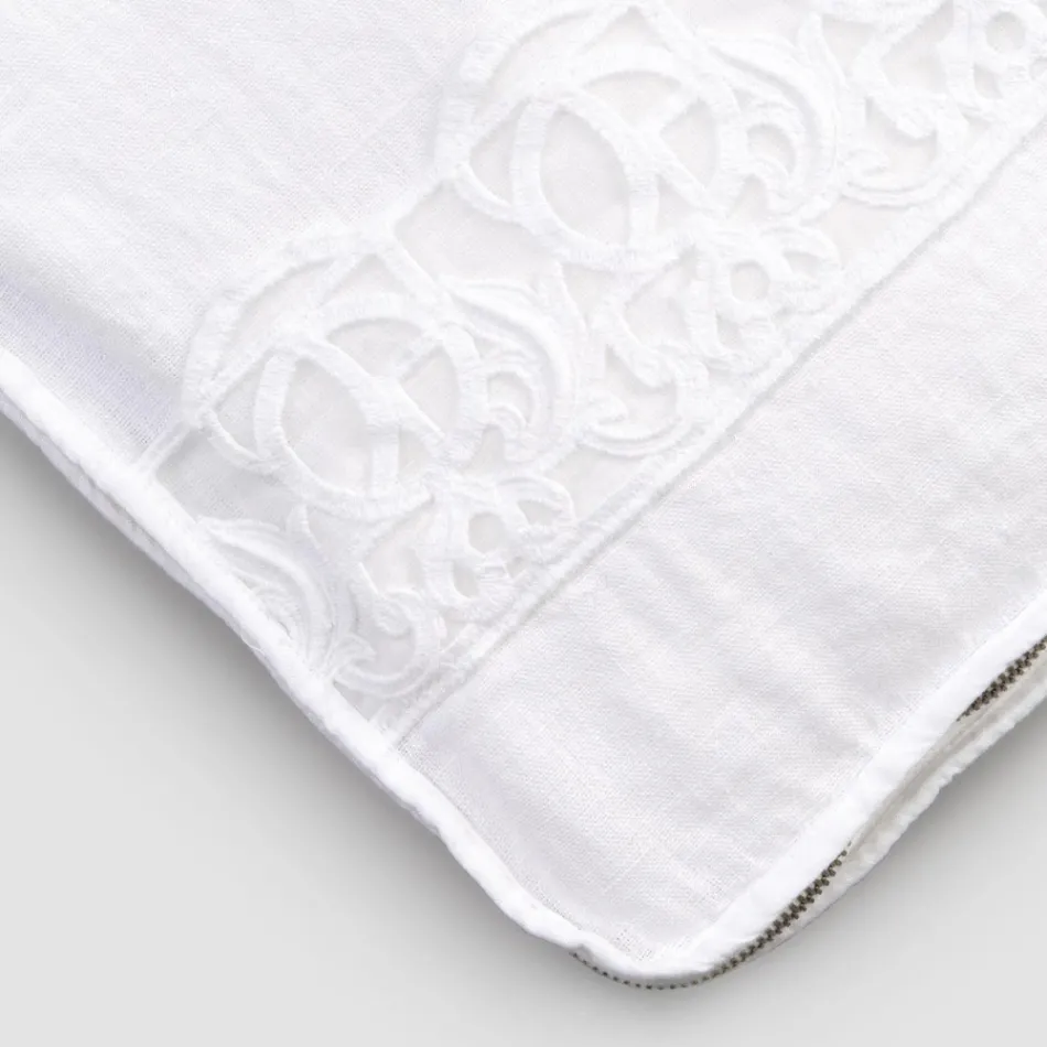 Grande trousse de voyage en lin avec dentelle Sinergia de luxe italienne - Randall Viadurini