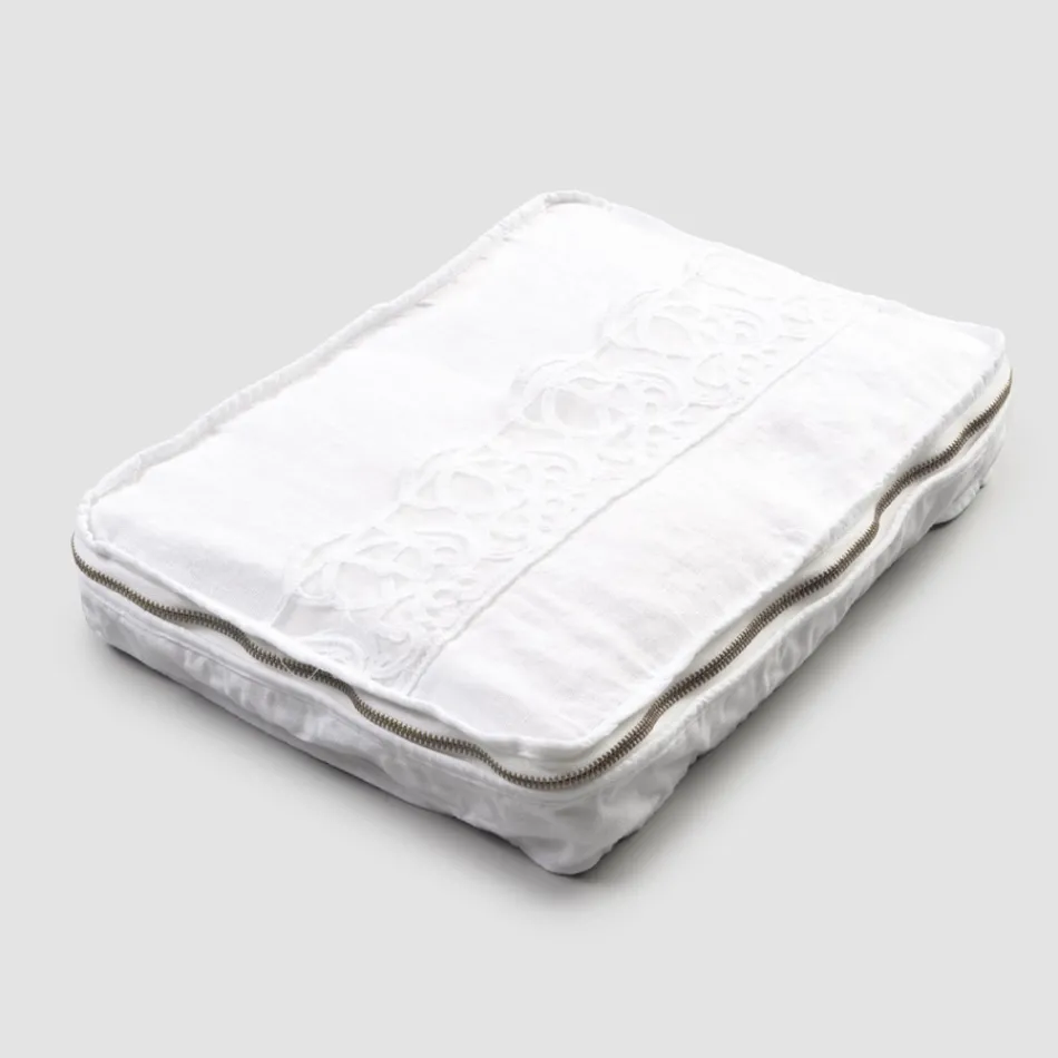 Grande trousse de voyage en lin avec dentelle Sinergia de luxe italienne - Randall Viadurini