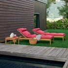 Varaschin Bain de soleil à code-barres avec roues extérieures en bois de teck Viadurini