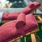 Varaschin Bain de soleil à code-barres avec roues extérieures en bois de teck Viadurini