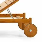 Varaschin Bain de soleil à code-barres avec roues extérieures en bois de teck Viadurini