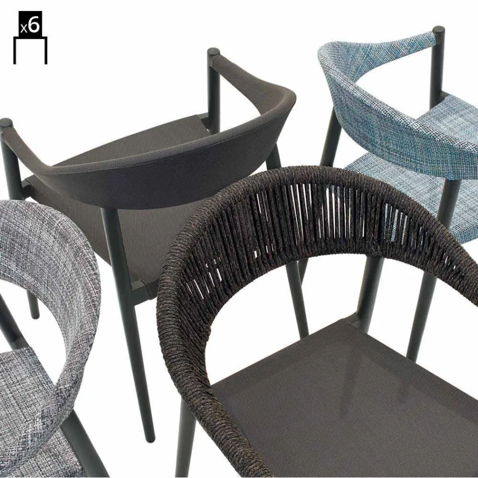 Varaschin chaise intelligente de jardin design moderne, 6 pièces Viadurini