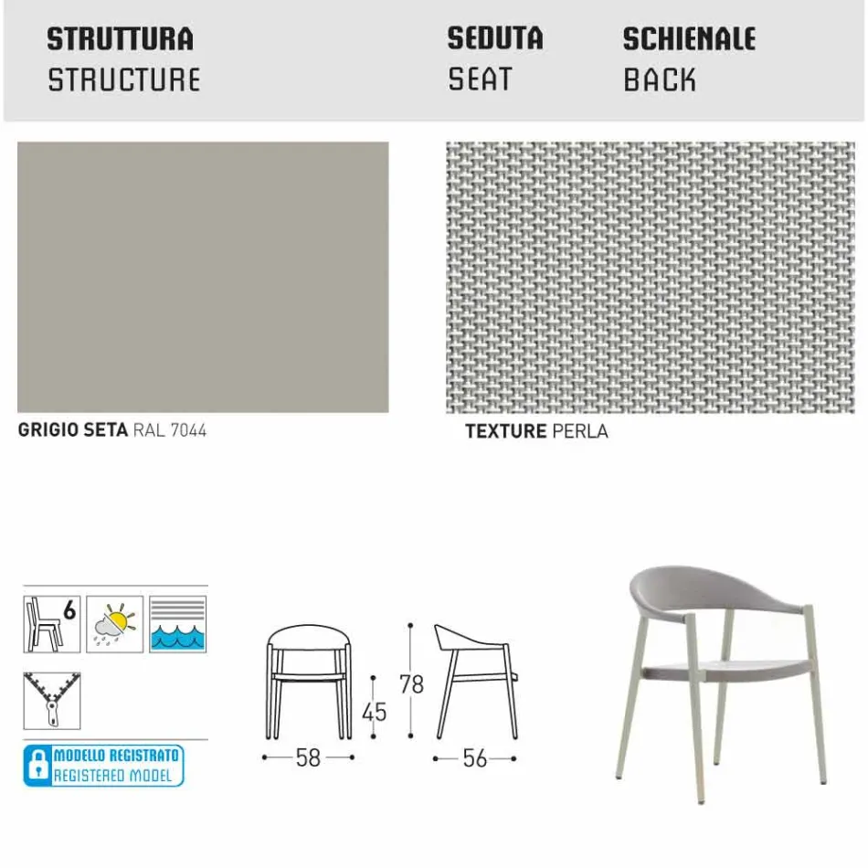 Varaschin chaise intelligente de jardin design moderne, 6 pièces Viadurini