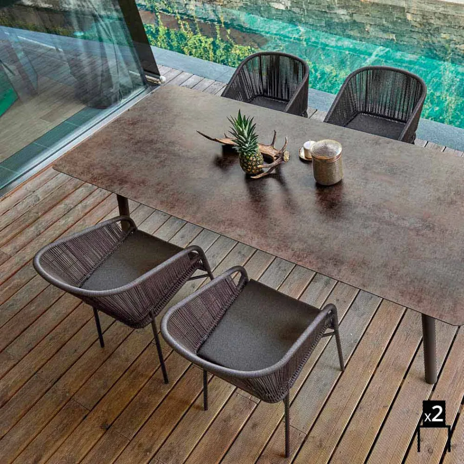 Varaschin chaise Cricket avec extérieurs, 2 pièces tissées à la main Viadurini