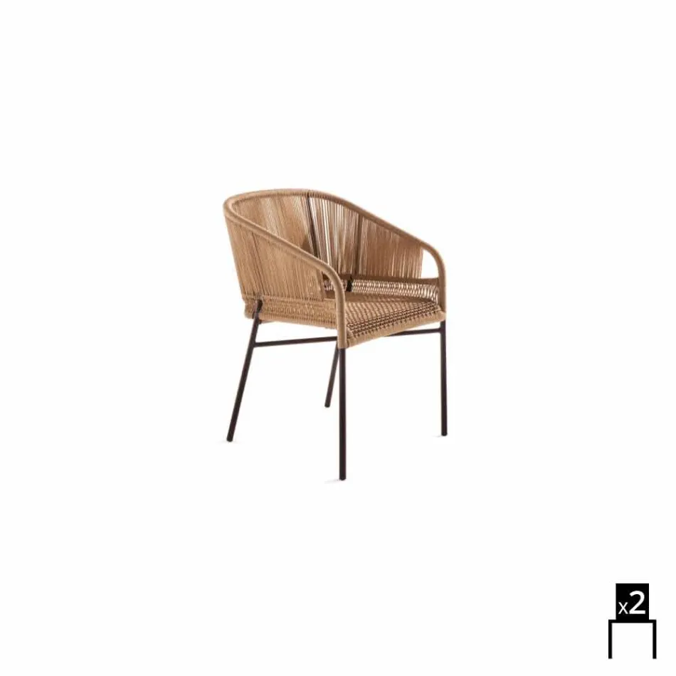 Varaschin chaise Cricket avec extérieurs, 2 pièces tissées à la main Viadurini