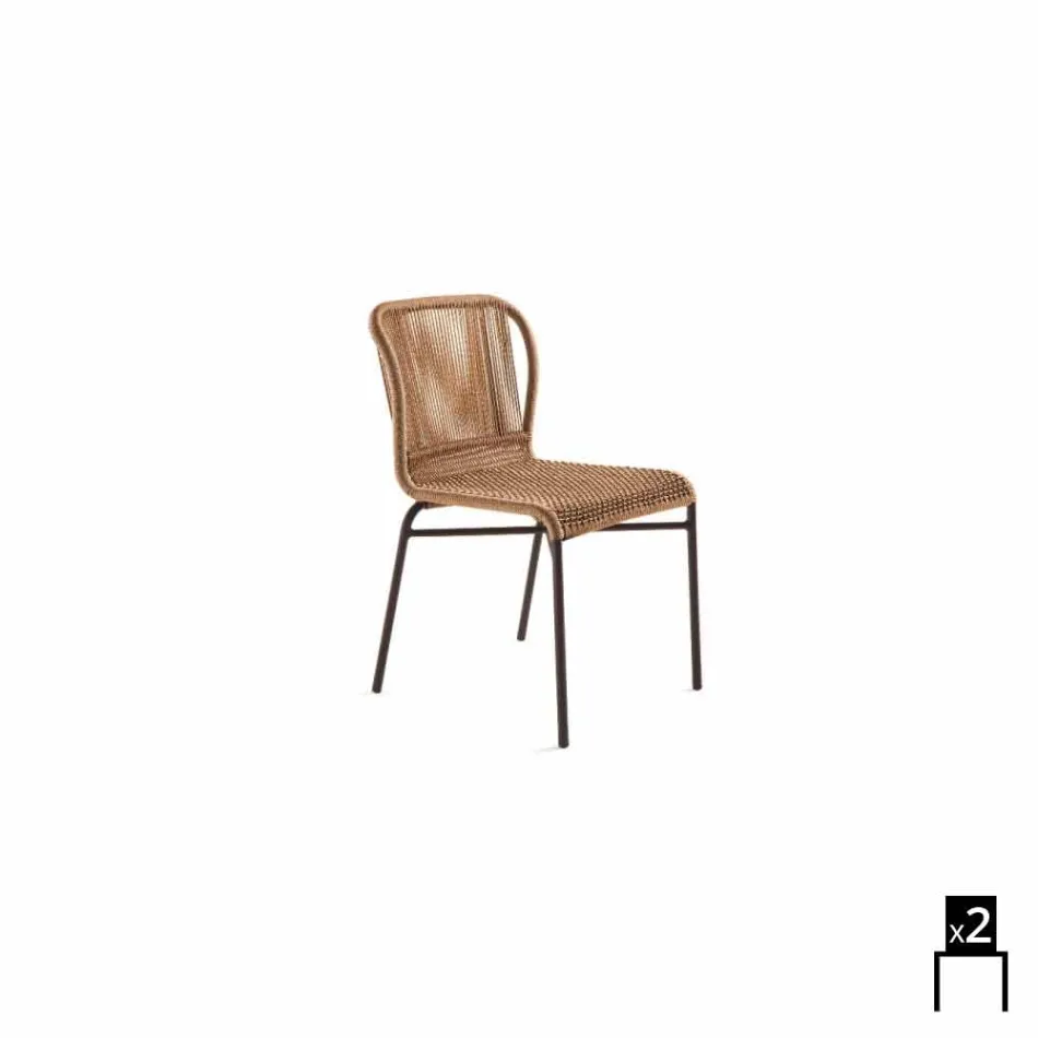 Varaschin Cricket moderne chaise d'extérieur tissé à la main, 2 pièces Viadurini