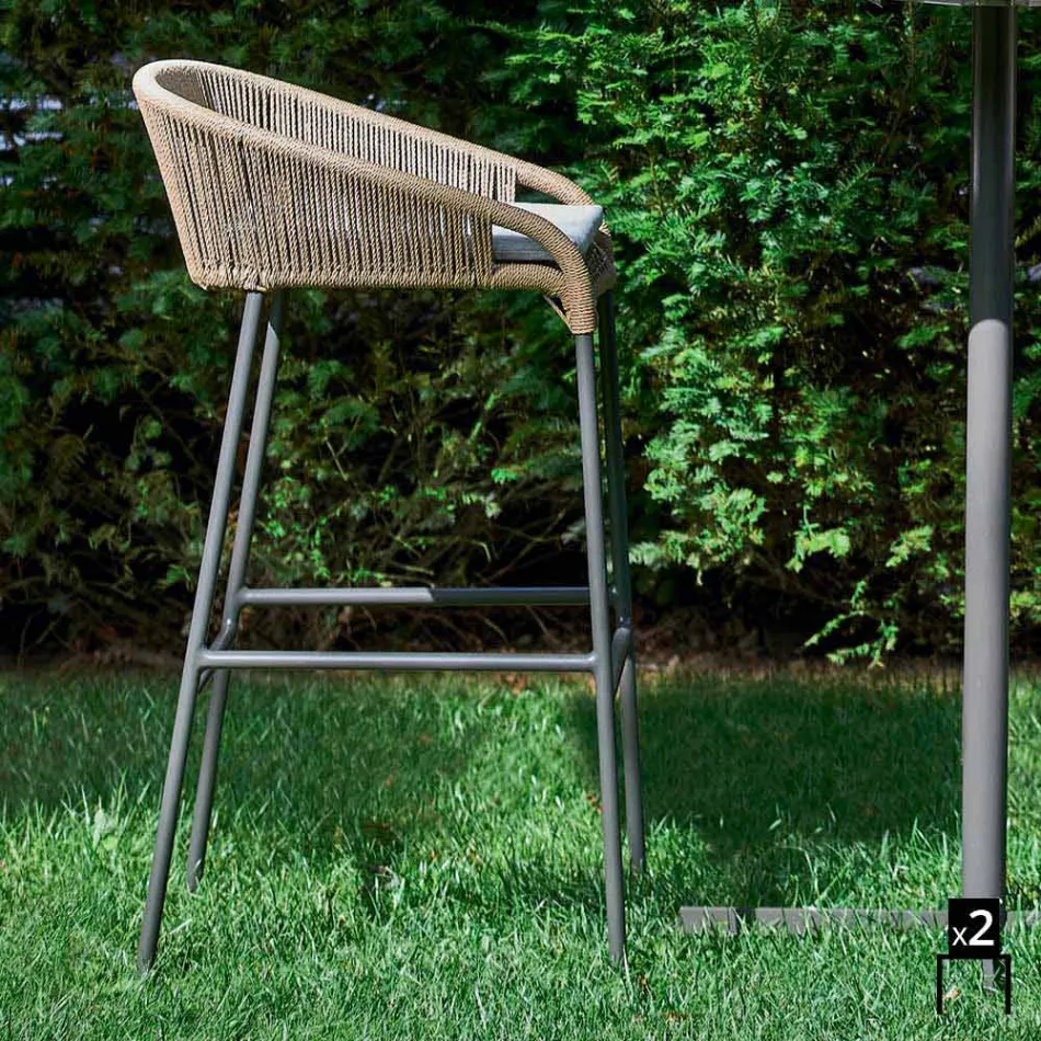 Varaschin Cricket Tabouret design haut de jardin moderne, 2 pièces Viadurini