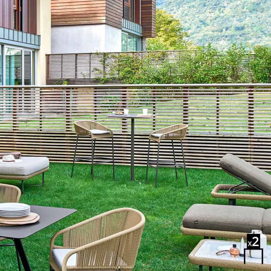 Varaschin Cricket Tabouret design haut de jardin moderne, 2 pièces Viadurini