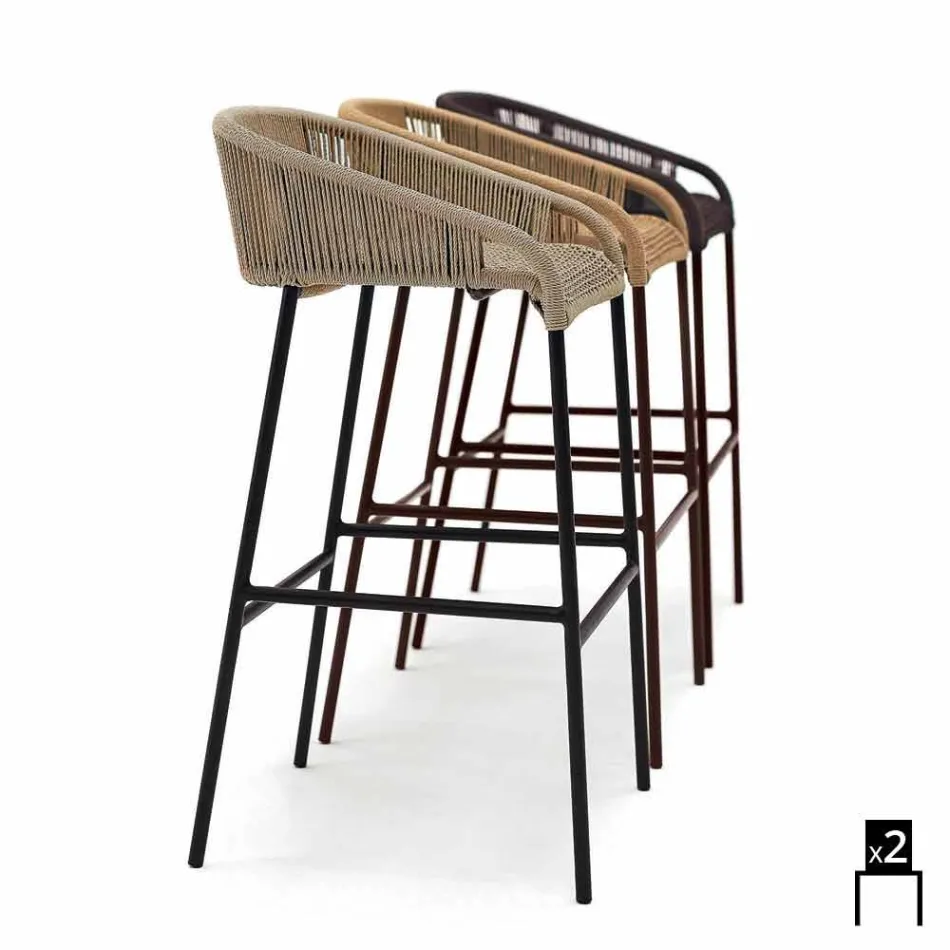 Varaschin Cricket Tabouret design haut de jardin moderne, 2 pièces Viadurini