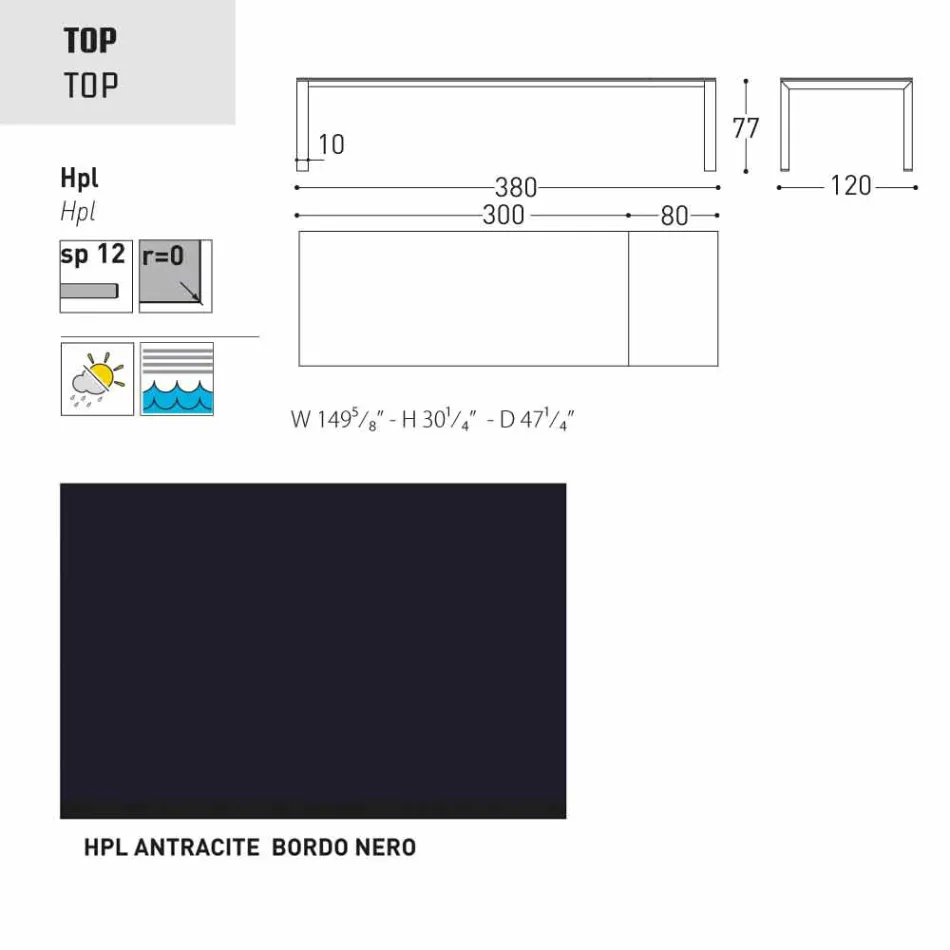 Varaschin dolmen table de jardin extensible jusqu'à 380 cm Viadurini