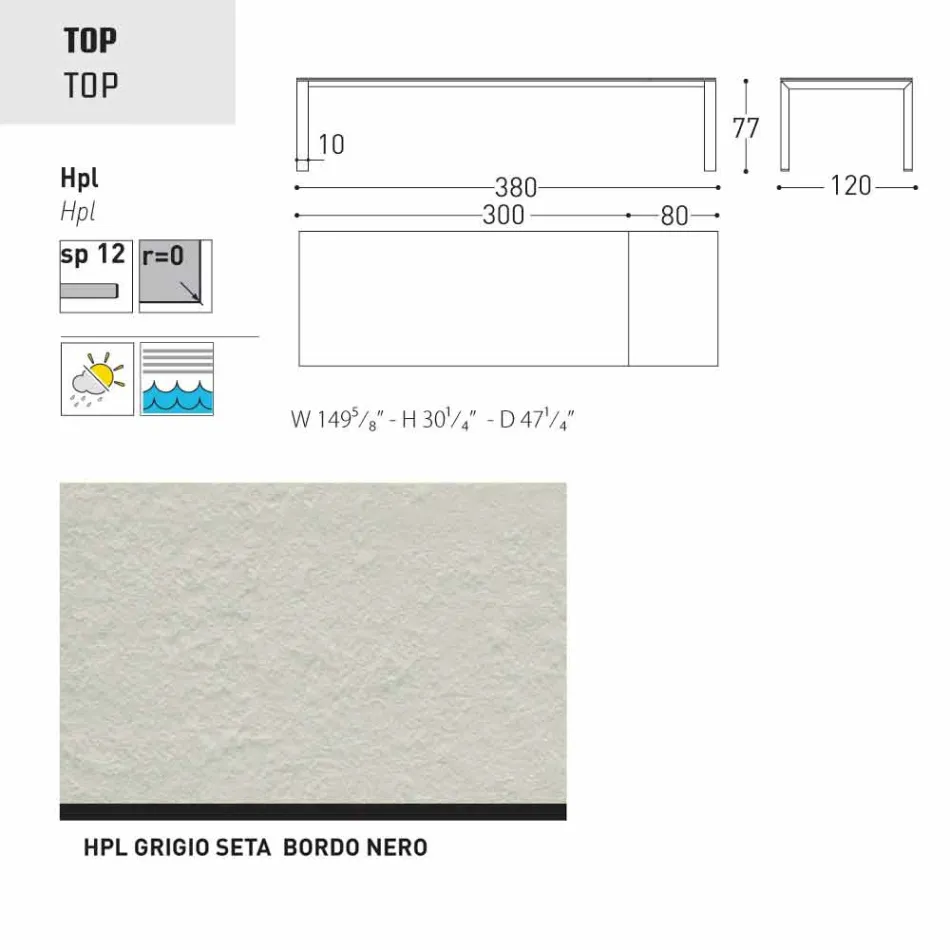 Varaschin dolmen table de jardin extensible jusqu'à 380 cm Viadurini