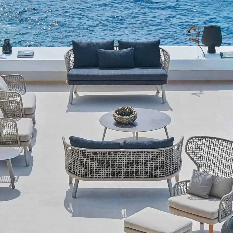 Canapé de jardin rembourré moderne à deux places Varaschin Emma Viadurini