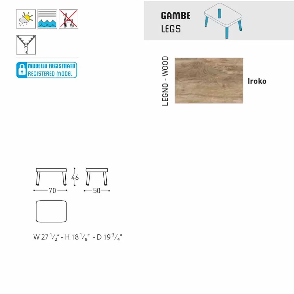 Repose-pieds d'extérieur design Varaschin Emma en tissu rembourré Viadurini