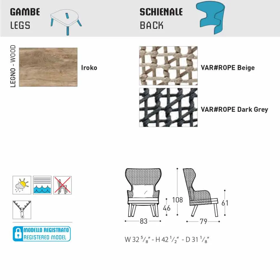 Varaschin Emma fauteuil d'extérieur au design moderne Viadurini