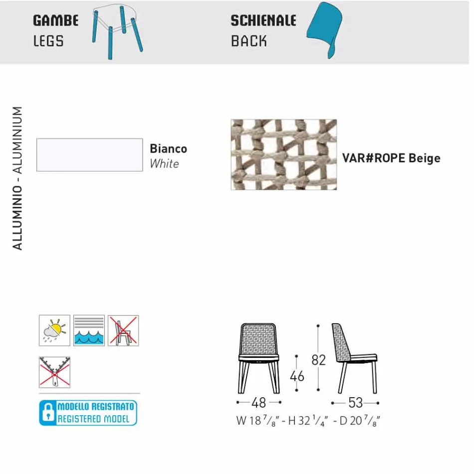 Varaschin chaise d'extérieur Emma en tissu et aluminium Viadurini