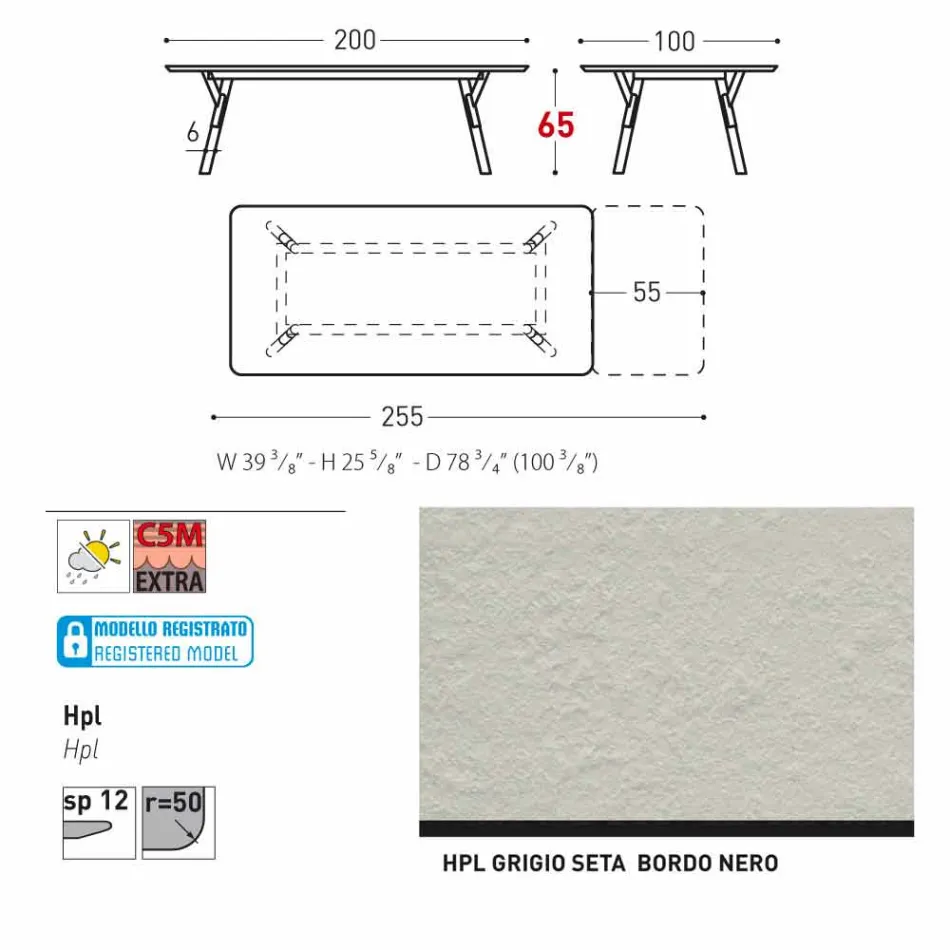Table Varaschin Lien table de jardin avec des pieds en teck, H65 cm Viadurini