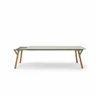 Table Varaschin Lien table de jardin avec des pieds en teck, H65 cm Viadurini