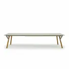 Table Varaschin Lien table de jardin avec des pieds en teck, H65 cm Viadurini