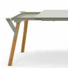 Table Varaschin Lien table de jardin avec des pieds en teck, H65 cm Viadurini