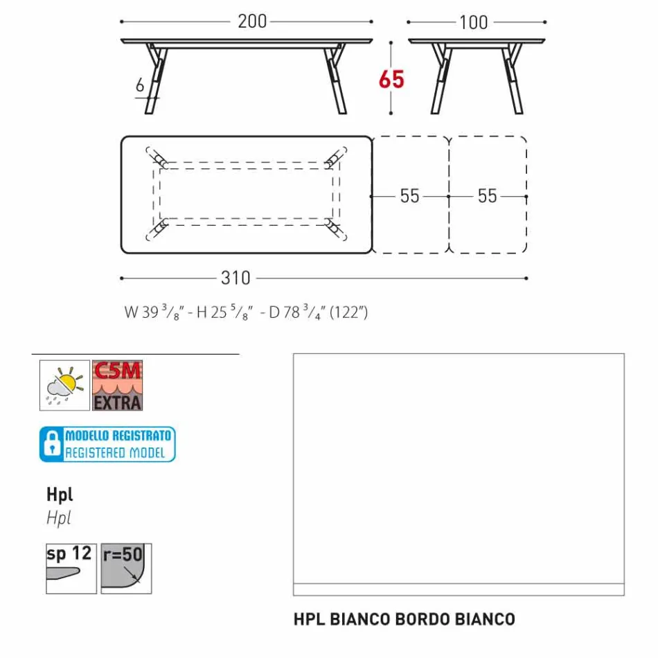 Varaschin Lien tableau H 65 cm jardin extensible jusqu'à 350 cm Viadurini