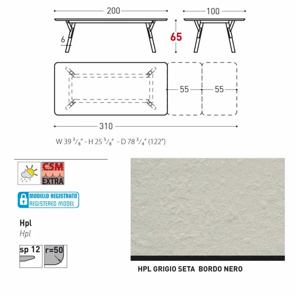 Varaschin Lien tableau H 65 cm jardin extensible jusqu'à 350 cm Viadurini
