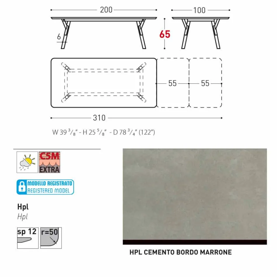 Varaschin Lien tableau H 65 cm jardin extensible jusqu'à 350 cm Viadurini