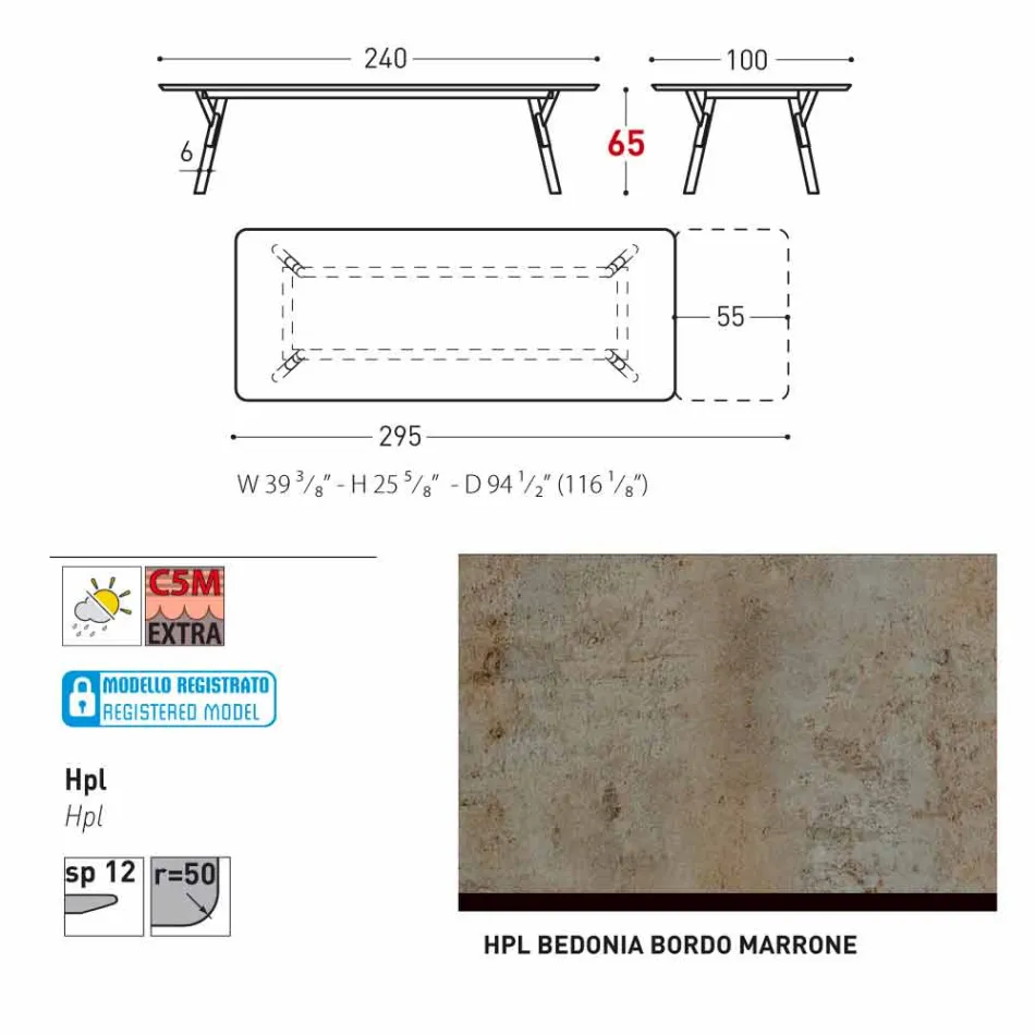 Varaschin Lien tableau H 65 cm jardin extensible jusqu'à 350 cm Viadurini