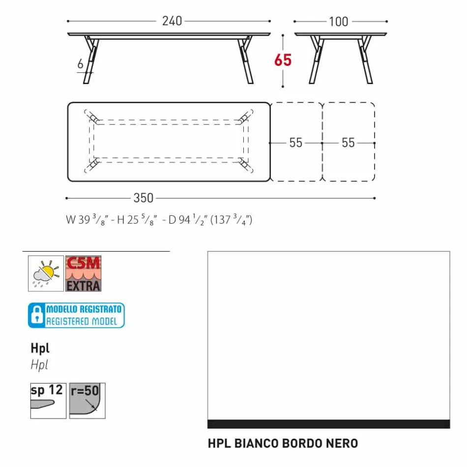 Varaschin Lien tableau H 65 cm jardin extensible jusqu'à 350 cm Viadurini