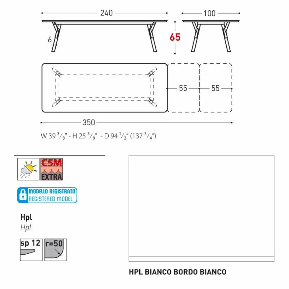 Varaschin Lien tableau H 65 cm jardin extensible jusqu'à 350 cm Viadurini